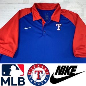 Texas Rangers Nike MLB Apparel Blue Short Sleeve Golf Polo Shirt Size XXL 2XL